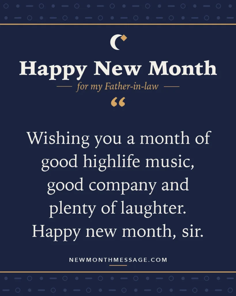 Happy new month card for my Father-in-law: "Wishing you a month of good highlife music, good company and plenty of laughter. Happy new month, sir."