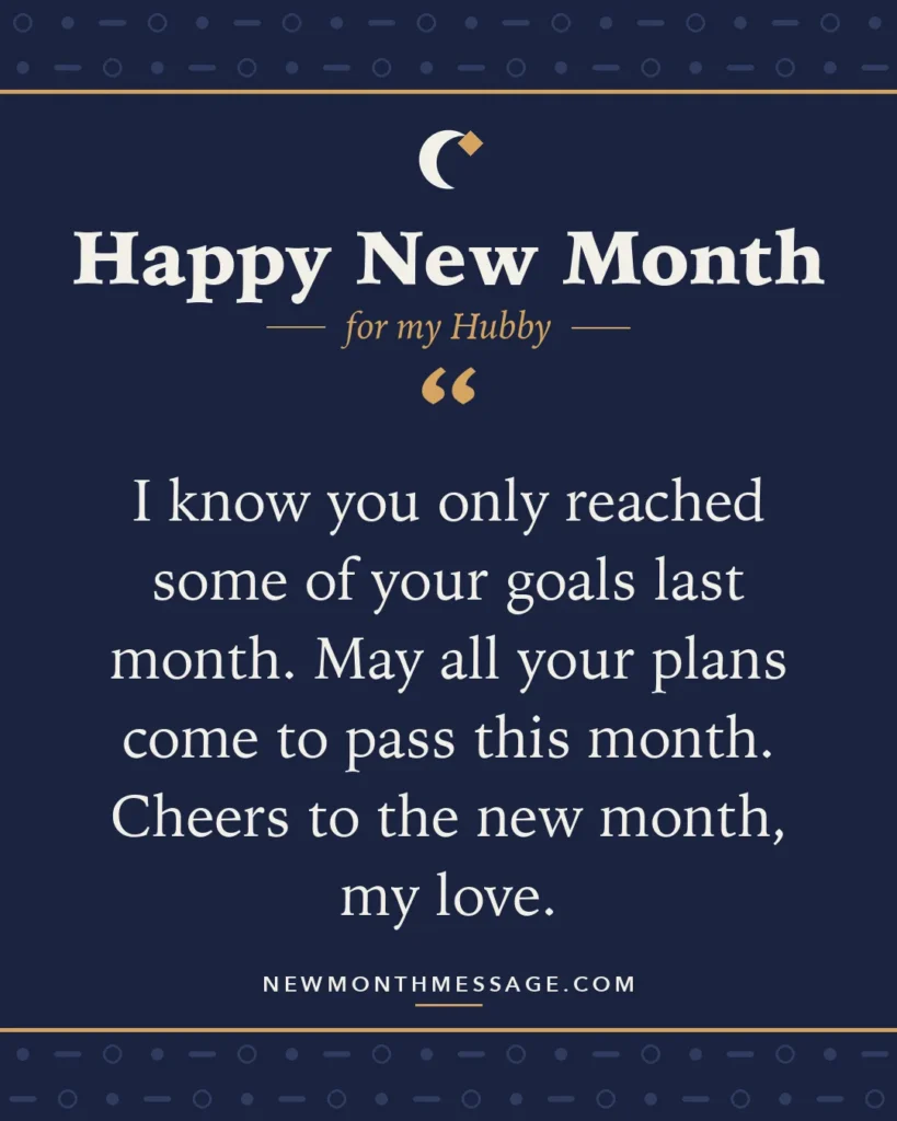 Happy new month card for my Hubby: "I know you only reached some of your goals last month. May all your plans come to pass this month. Cheers to the new…"