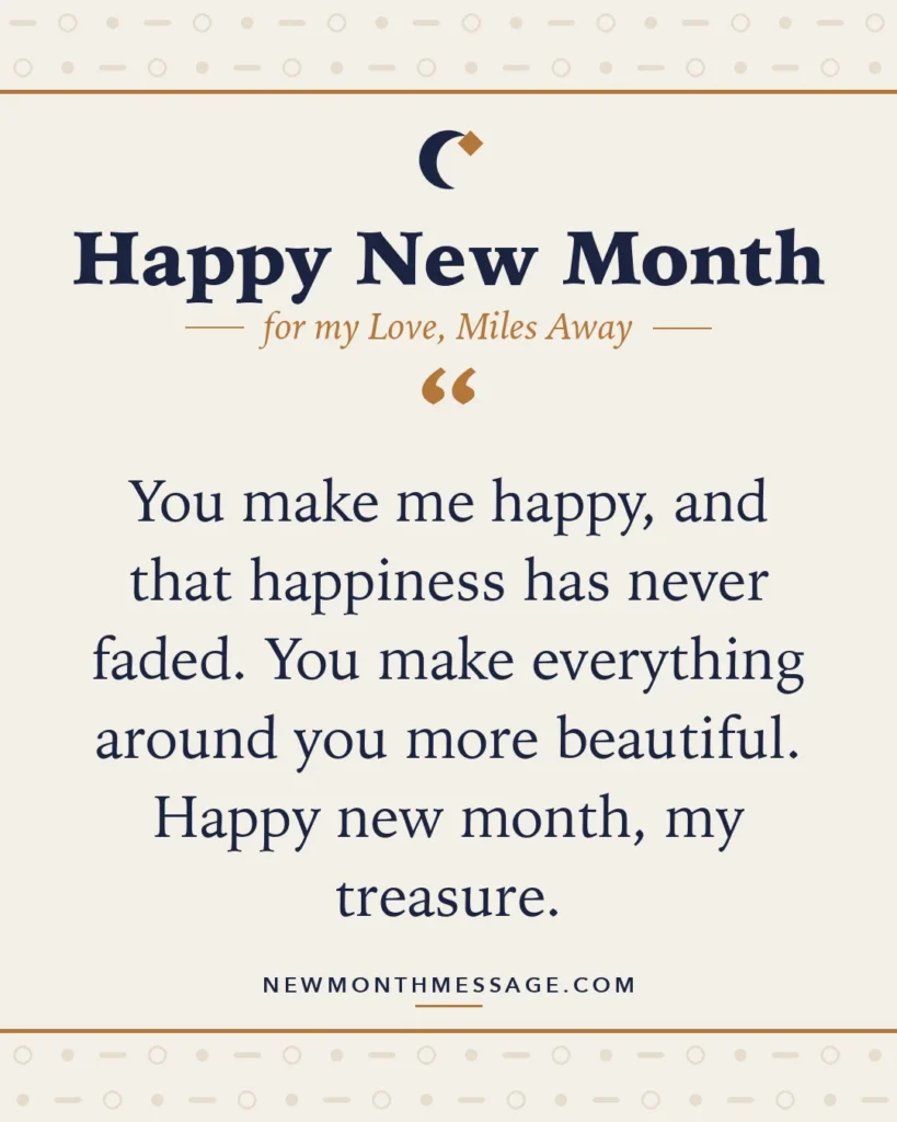 Happy new month card for my Love, Miles Away: "You make me happy, and that happiness has never faded. You make everything around you more beautiful. Happy new…"