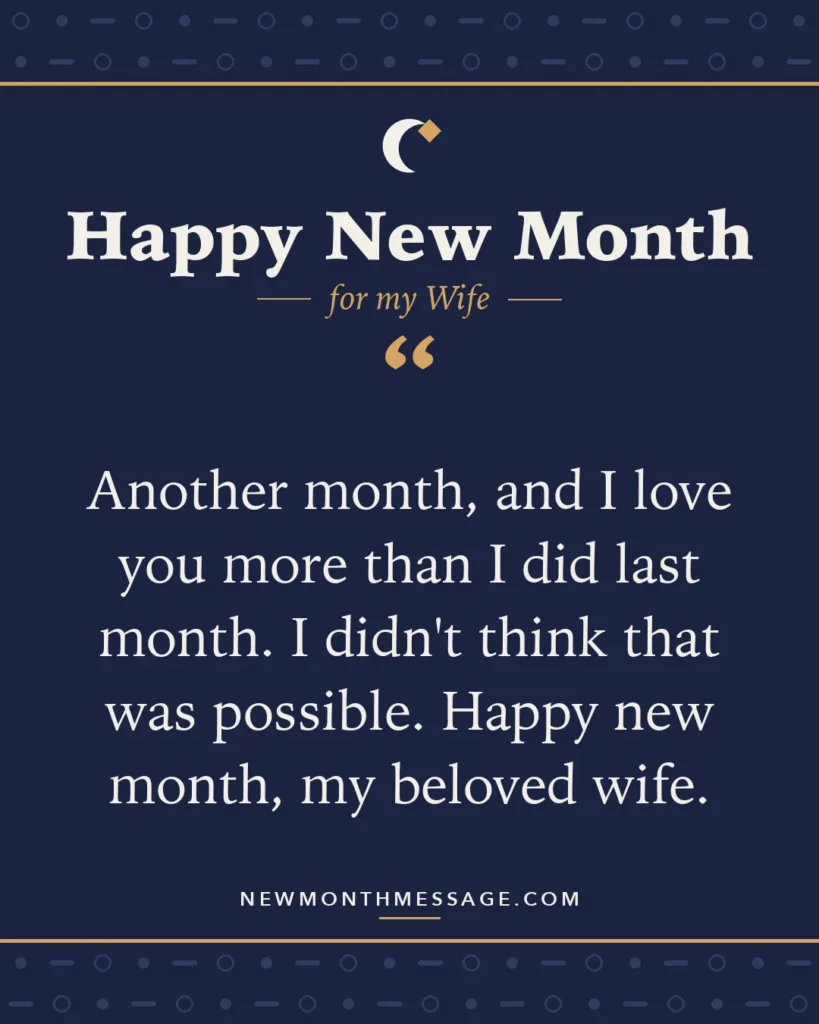 Happy new month card for my Wife: "Another month, and I love you more than I did last month. I didn't think that was possible. Happy new month, my…"